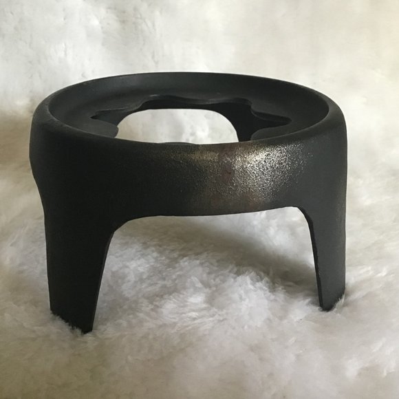 Vintage Grey Enamel Cast Iron Fondue Pot and Base - Picture 10 of 12